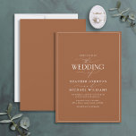 Invitación a la boda de la caligrafía moderna de t<br><div class="desc">Moderno, elegante y moderno, este sencillo y minimalista diseño de terracota y boda tipográfico blanco presenta "El Boda de" en caligrafía moderna y texto en Serif como característica principal de diseño, y se basa en nuestra mejor invitación a la ducha de novia. La parte posterior de la tarjeta presenta una...</div>