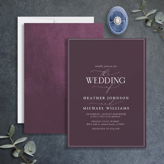 Invitación a la boda de la caligrafía púrpura de c (Subido por el creador)