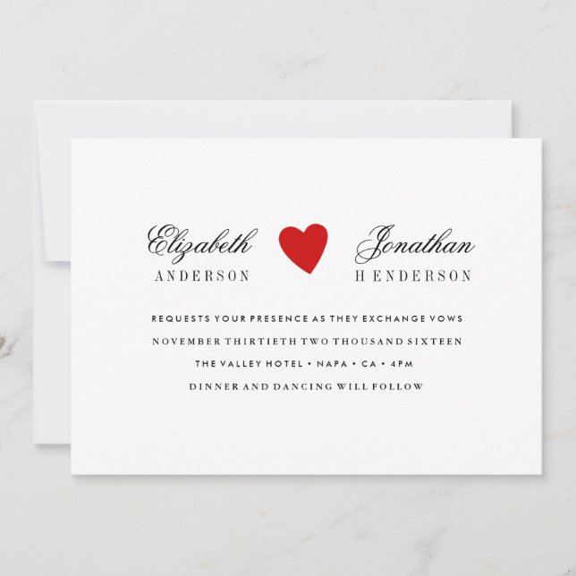 Invitación a la boda de la caligrafía simple del c (Anverso)