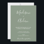 Invitación a la boda de la caligrafía verde sabia<br><div class="desc">Invitación a la boda de la caligrafía verde sabio. Esta bonita invitación es perfecta para el boda minimalista.</div>