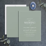 Invitación a la boda de la caligrafía verde sage m<br><div class="desc">Moderno, elegante y moderno, este sencillo y minimalista diseño boda de tipografía en color verde y blanco presenta el "Boda de" en caligrafía moderna y texto en Serif como característica principal de diseño, y se basa en nuestra mejor invitación a la ducha de novia. La parte posterior de la tarjeta...</div>