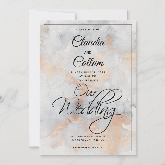 Invitación a la boda de la cantera de piedra plate (Anverso)