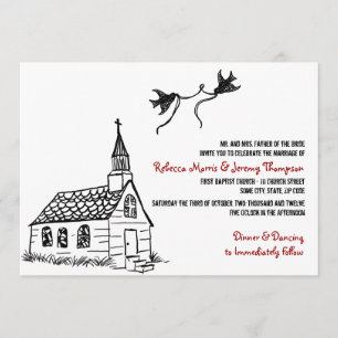 Invitación a la boda de la Capilla Roja Negra y Bl