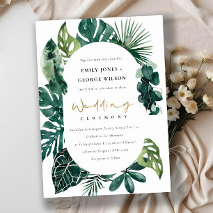 Invitación a la boda de la cápsula verde tropical 