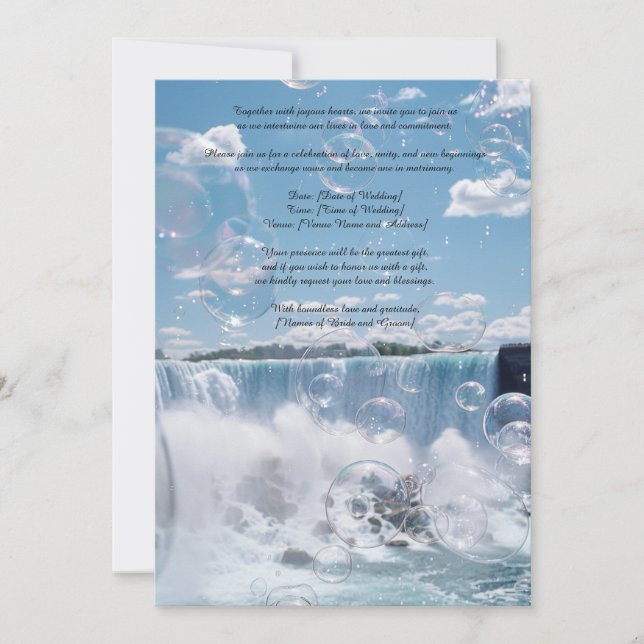 Invitación a la boda de la cascada con burbujas so (Anverso)