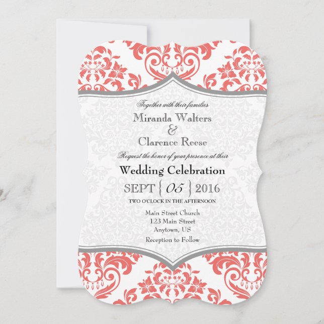 Invitación a la boda de la caseta de la damáscara  (Anverso)
