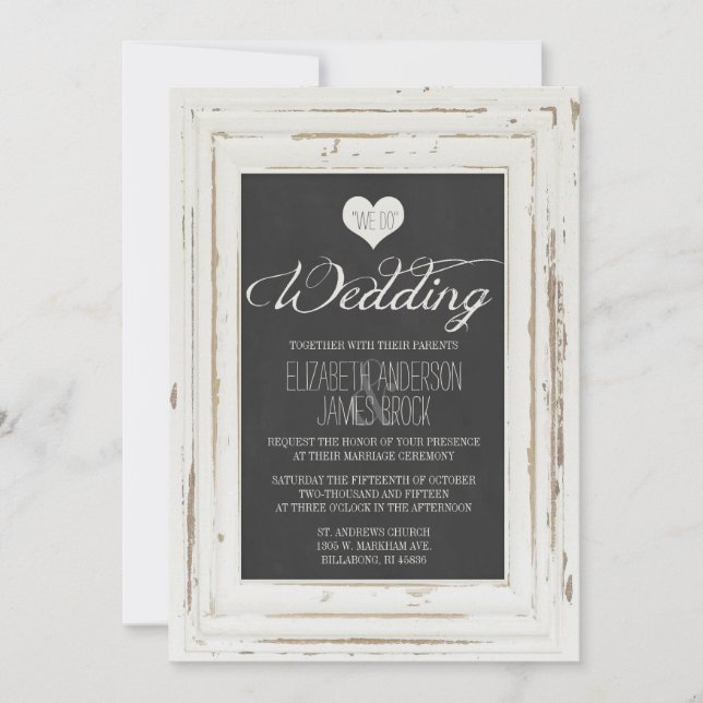 Invitación a la boda de la charla de marco rústico (Anverso)