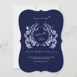 Invitación a la boda de la Chinoiserie azul