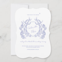 Invitación a la boda de la Chinoiserie azul