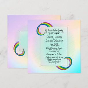 Invitación a la boda de la cinta arcoiris