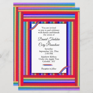 Invitación a la boda de la cinta arcoiris
