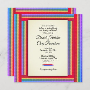 Invitación a la boda de la cinta arcoiris