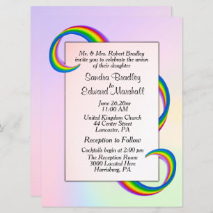 Invitación a la boda de la cinta arcoiris