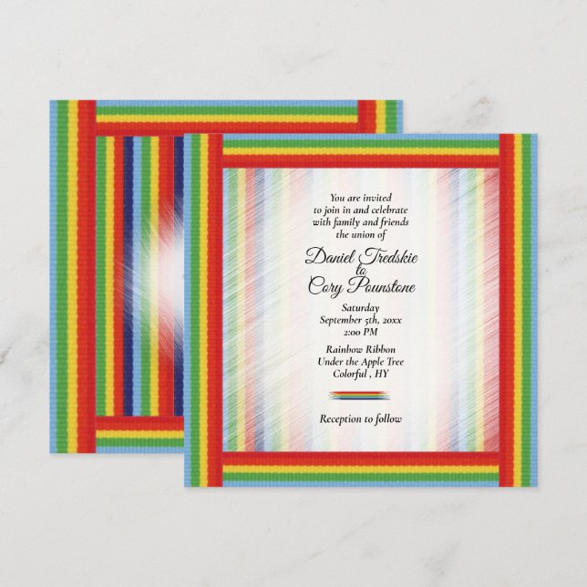 Invitación a la boda de la cinta de lazo de nido a (Anverso / Reverso)