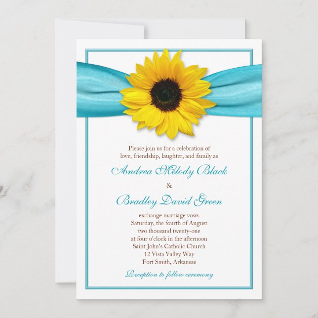 Invitación a la boda de la cinta de oro de Aqua co (Anverso)