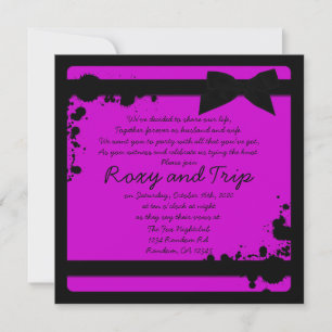 Invitación a la boda de la cinta negra de color mo
