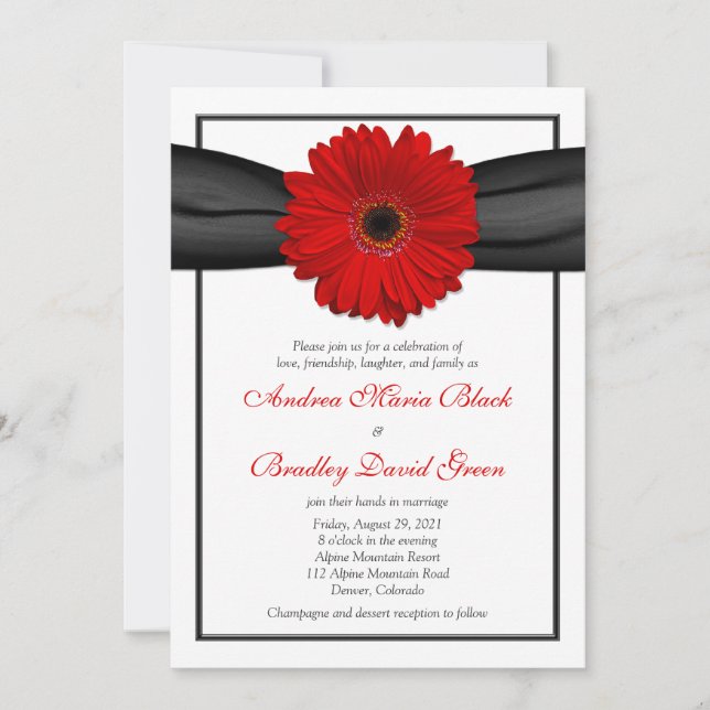 Invitación a la boda de la cinta negra de la marea (Anverso)