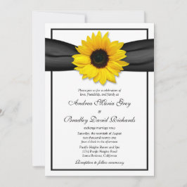 Invitación a la boda de la cinta negra del girasol