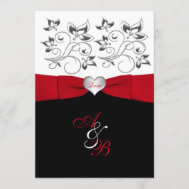 Invitación a la boda de la cinta roja blanca negra