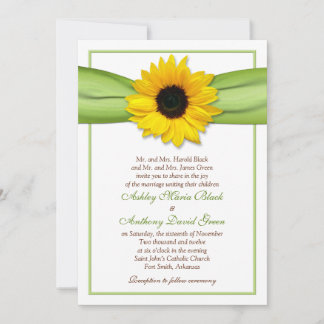 Invitación a la boda de la cinta verde del girasol