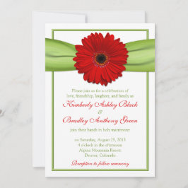 Invitación a la boda de la cinta verde Red Gerber 