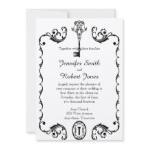 Invitación a la boda de la clave blanca y negra