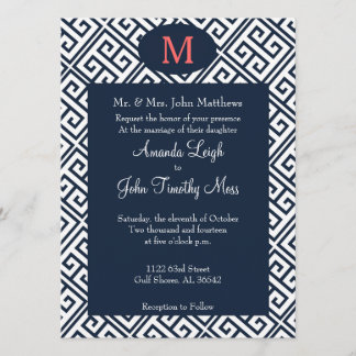 Invitación a la boda de la clave griega