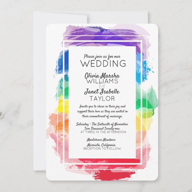 Invitación a la boda de la colección de acuarelas  (Anverso)