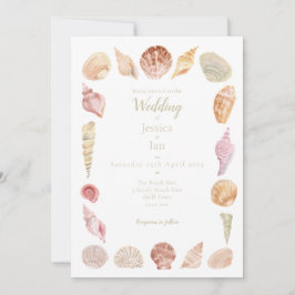 Invitación a la boda de la concha de mar pintada a
