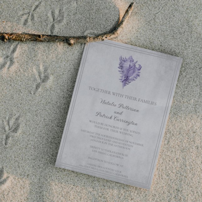 Invitación a la boda de la concha púrpura (Purple Conch Shell Wedding Invitation)