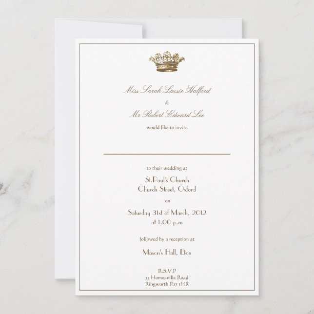 Invitación a la boda de la Corona (Anverso)