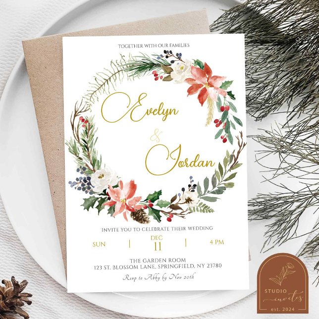 Invitación a la boda de la corona de navidades (Subido por el creador)