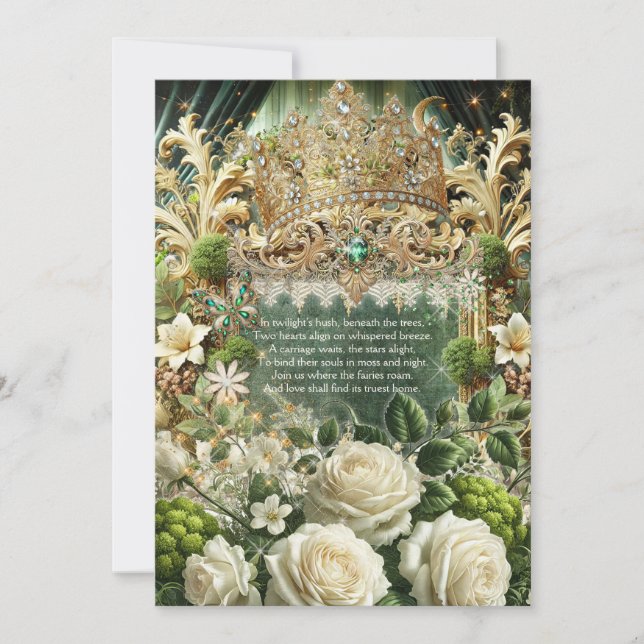 Invitación a la boda de la corona forestal encanta (Anverso)