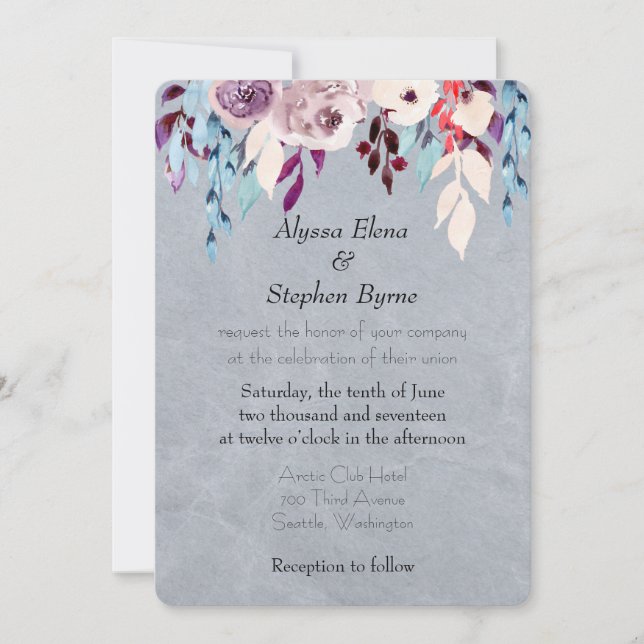 Invitación a la boda de la cortina floral (Anverso)