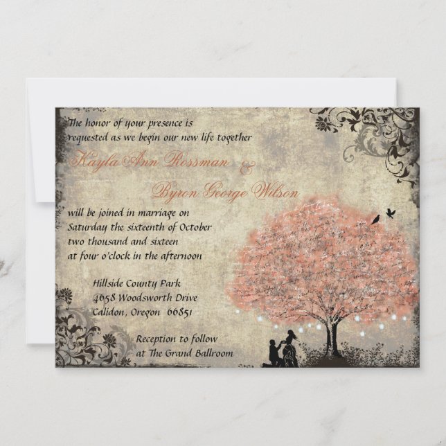 Invitación a la boda de la cosecha del árbol del s (Anverso)