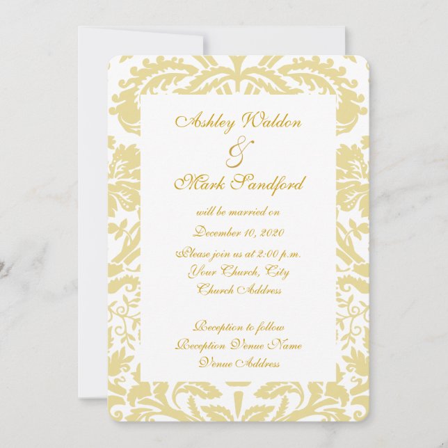 Invitación a la boda de la crema floral Gold (Anverso)