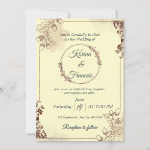 Invitación a la boda de la crema ornamental y la c