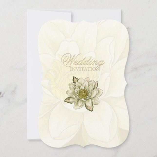 Invitación a la boda de la crema Water Lily Gold (Anverso)