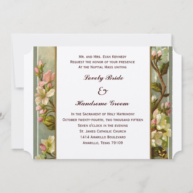Invitación a la boda de la cruz católica lirio de  (Reverso)