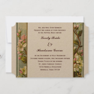 Invitación a la boda de la cruz católica lirio de