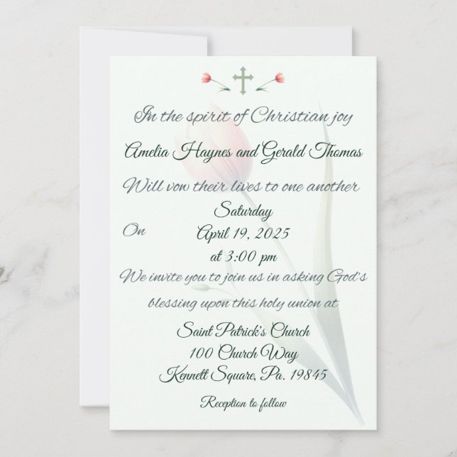 Invitación a la boda de la cruz cristiana y los tu (Anverso)