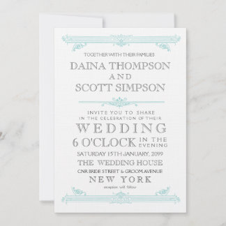 Invitación a la boda de la cruz turquesa de Aqua V