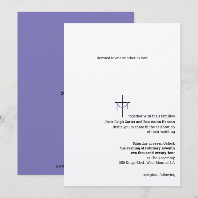 Invitación a la boda de la cruz y la ropa (Anverso / Reverso)