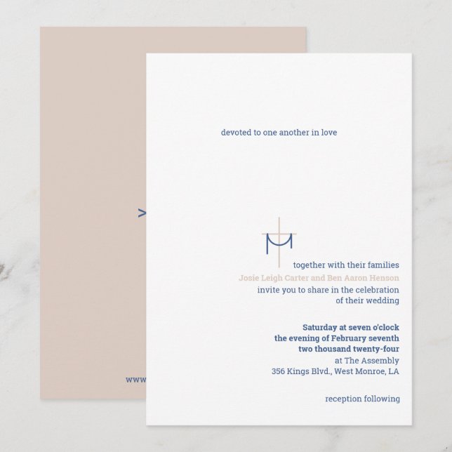 Invitación a la boda de la cruz y la ropa (Anverso / Reverso)