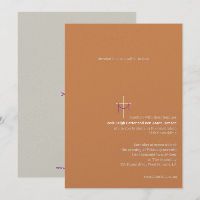 Invitación a la boda de la cruz y la ropa (Anverso / Reverso)