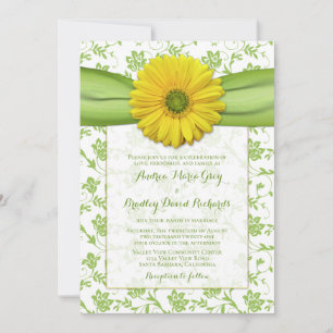 Invitación a la boda de la daisy verde amarilla