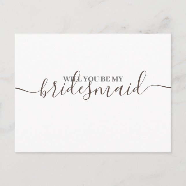 Invitación a la boda de la dama de honor minimalis (Anverso)