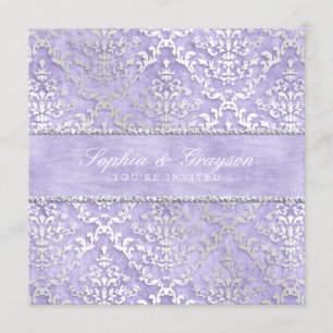 Invitación a la boda de la damasca del glimmer del