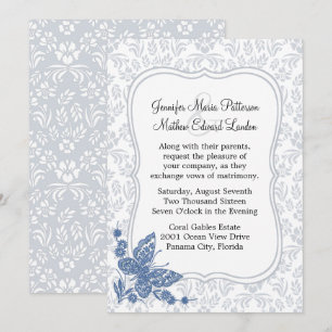 Invitación a la boda de la damasca floral de pizar