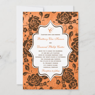 Invitación a la boda de la damáscara floral de nar